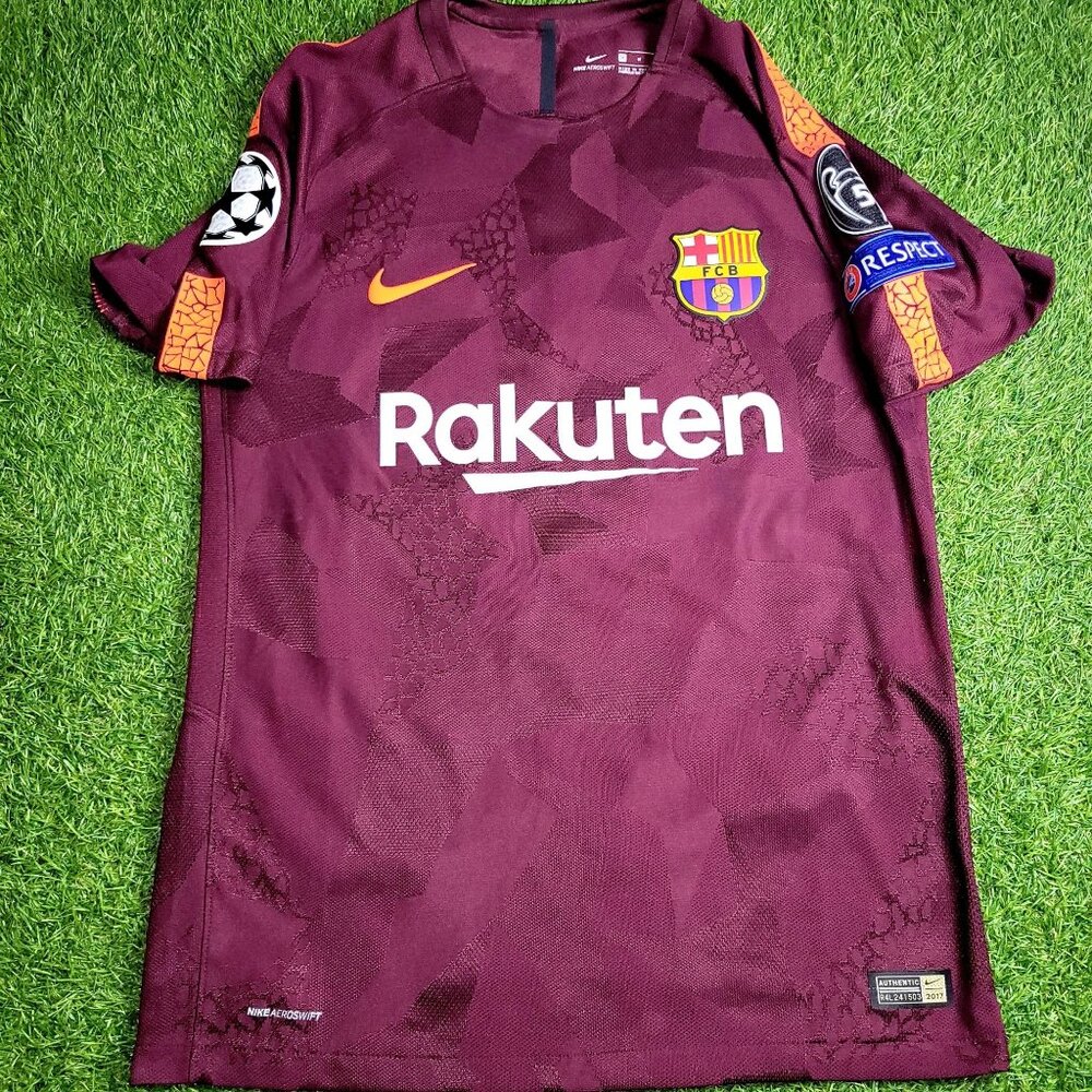 Dembele Barcelona 2017 2018 Third UEFA PLAYER ISSUE Soccer Jersey Shirt M - Picture 2 of 8